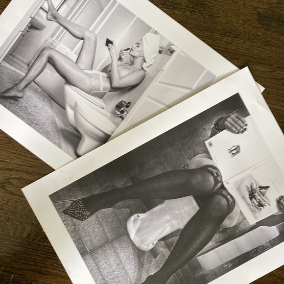 Woman in Bathroom Black & White Photo Prints Set of 2 - Picture 8 of 9